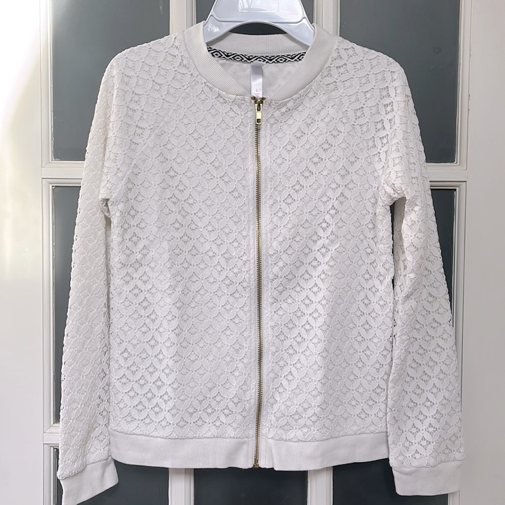 Xhilaration Girls Lace Full Zip Jacket, size L